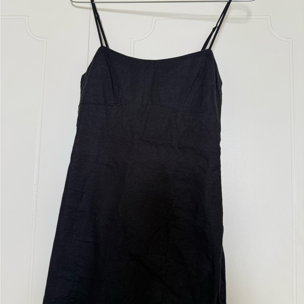 Dynamite Black Strapless Slip Dress with Thin Spaghetti Straps